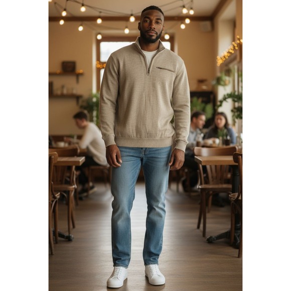 Cabela's 100% Wool WindShear 1/4 Zip Pullover Elbow Patches Lined Mens XL - Picture 1 of 7